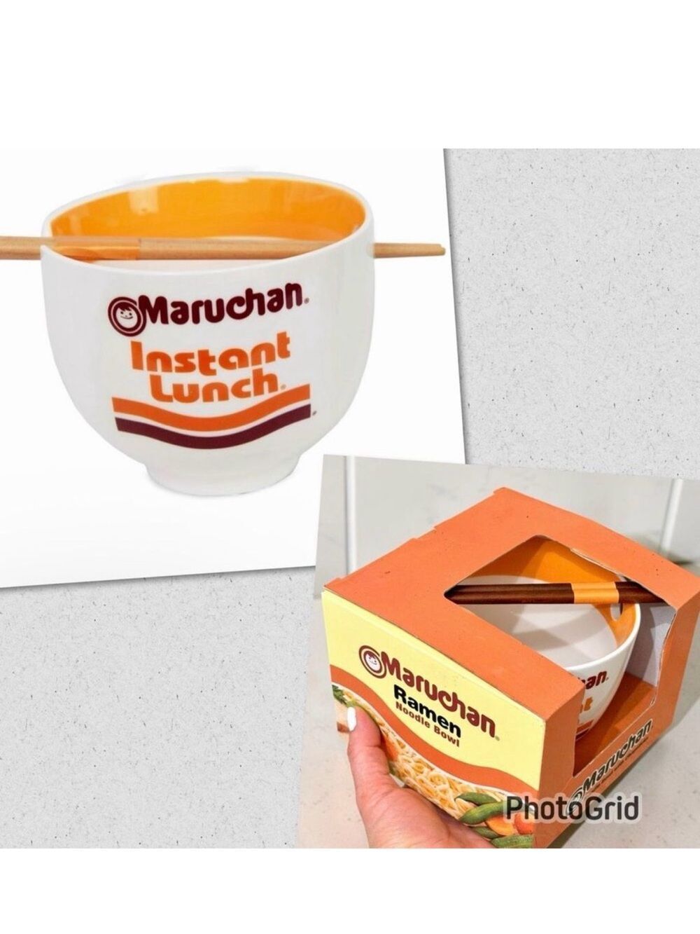 NWT Maruchan Ramen Microwave Dishwasher Safe Ceramic Bowl w/ Reusable Chopsticks